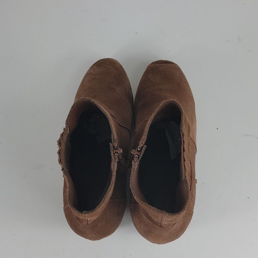 Violet & Red Wedge Brown Suede‎ Leather Women's Ankle Boots - Picture 5 of 16